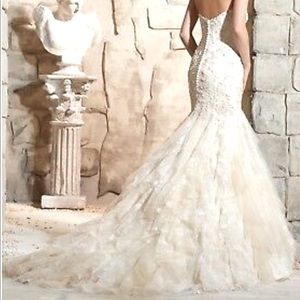 Morilee by Madiline Gardner Wedding dress Lt.gold #2272.Sz.10,mermaid sweetheart